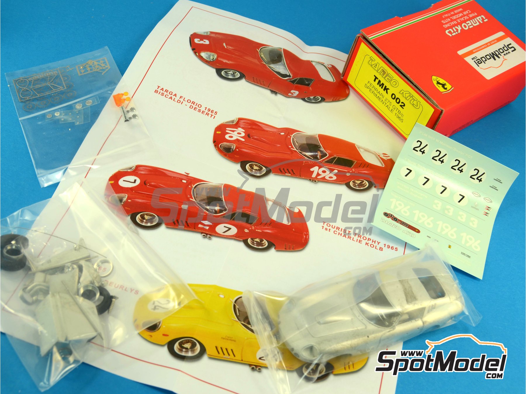 Ferrari 275 GTB/c Sperimentale - 24 Hours Le Mans 1965. Model car kit in  1/43 scale manufactured by Tameo Kits (ref. TMK002)